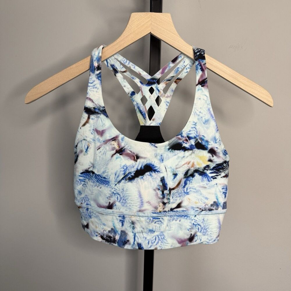 Lululemon Mind Over Miles Sports Bra Racerback Strappy Exposure Multi Size 6